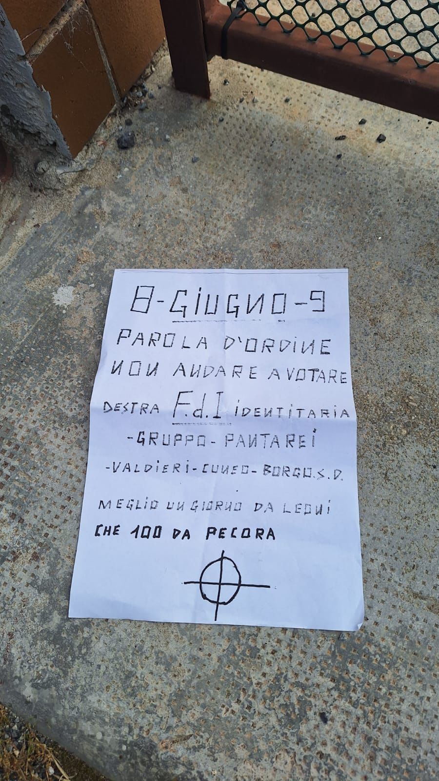 Volantini fascisti a Valdieri, Gribaudo (PD) all’attacco di Panta Rei. La replica: “Prendiamo le distanze. Noi facciamo politica in modo serio” Volantini fascisti a Valdieri, Gribaudo (PD) all’attacco di Panta Rei. La replica: “Prendiamo le distanze. Noi facciamo politica in modo serio”