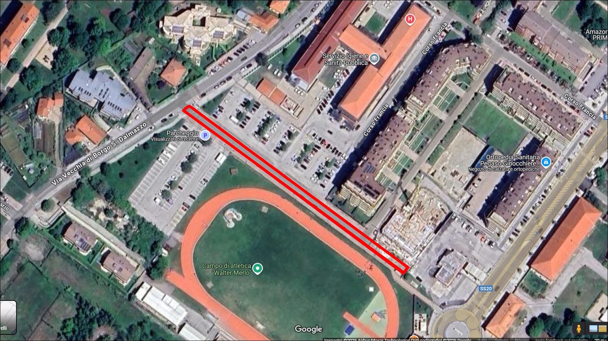 In allegato uno screen di Google Maps con evidenziata l’area oggetto dell’intervento