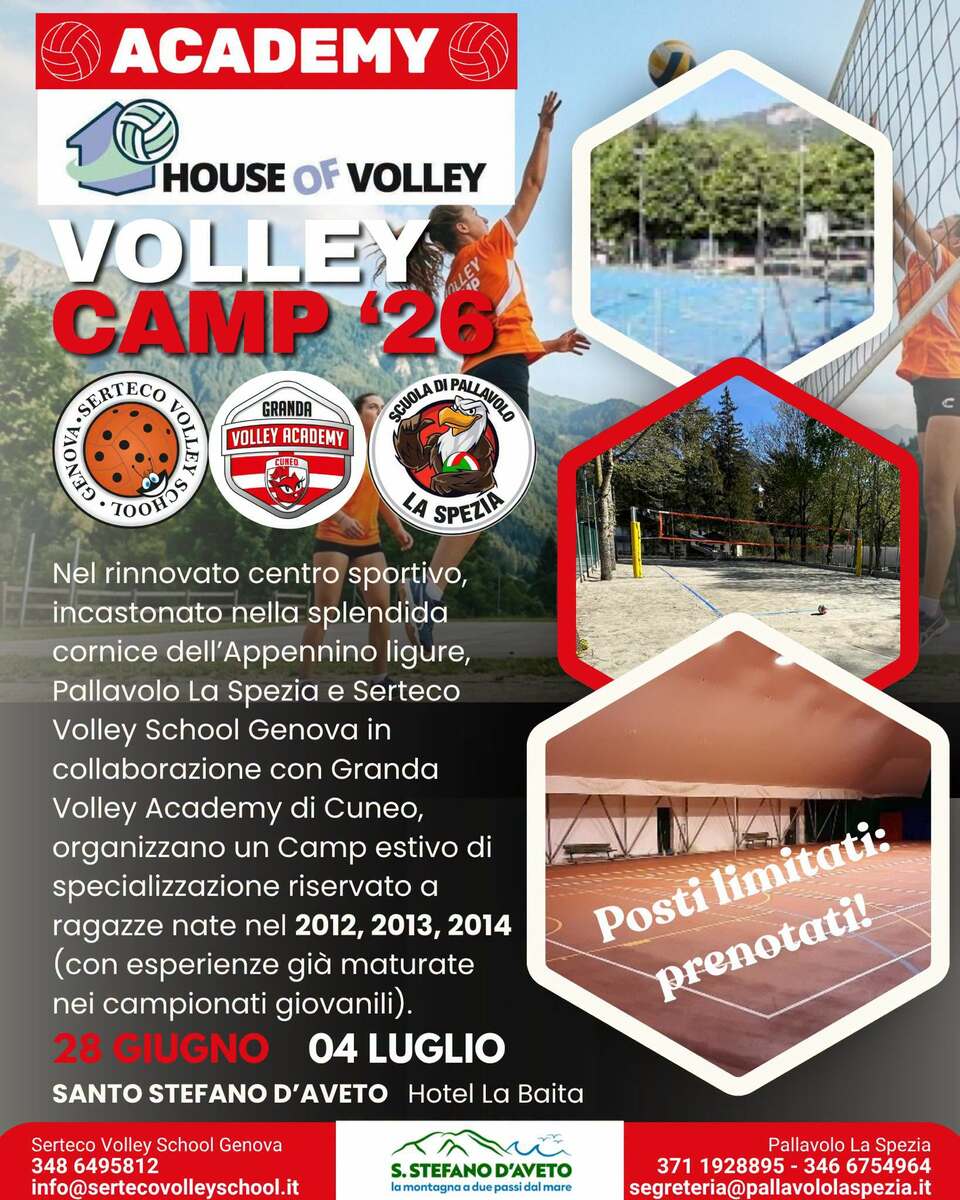 Volley Camp 2026: a Santo Stefano d’Aveto una settimana di sport, crescita e alta specializzazione Volley Camp 2026: a Santo Stefano d’Aveto una settimana di sport, crescita e alta specializzazione