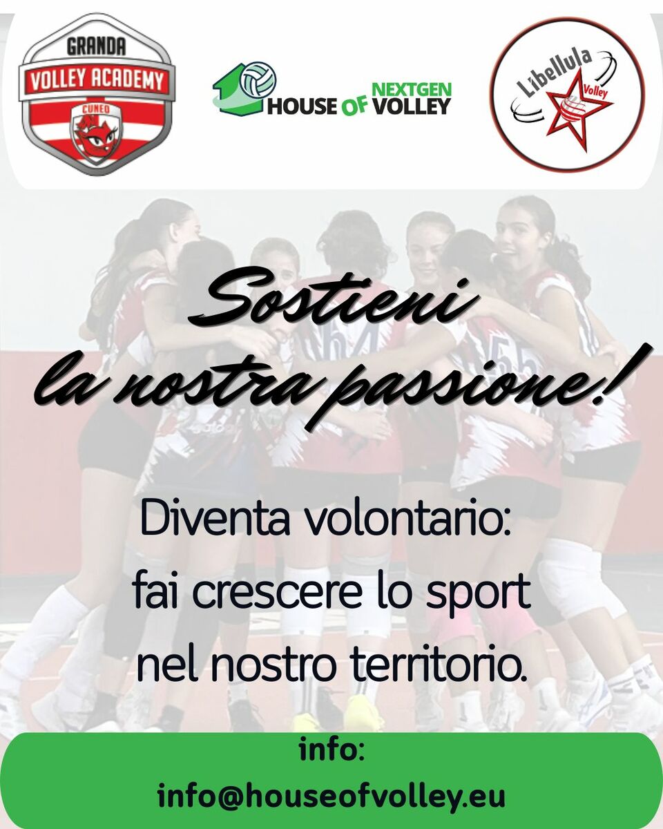 House of Volley cerca volontari per sostenere il settore giovanile a Cuneo, Fossano e Bra