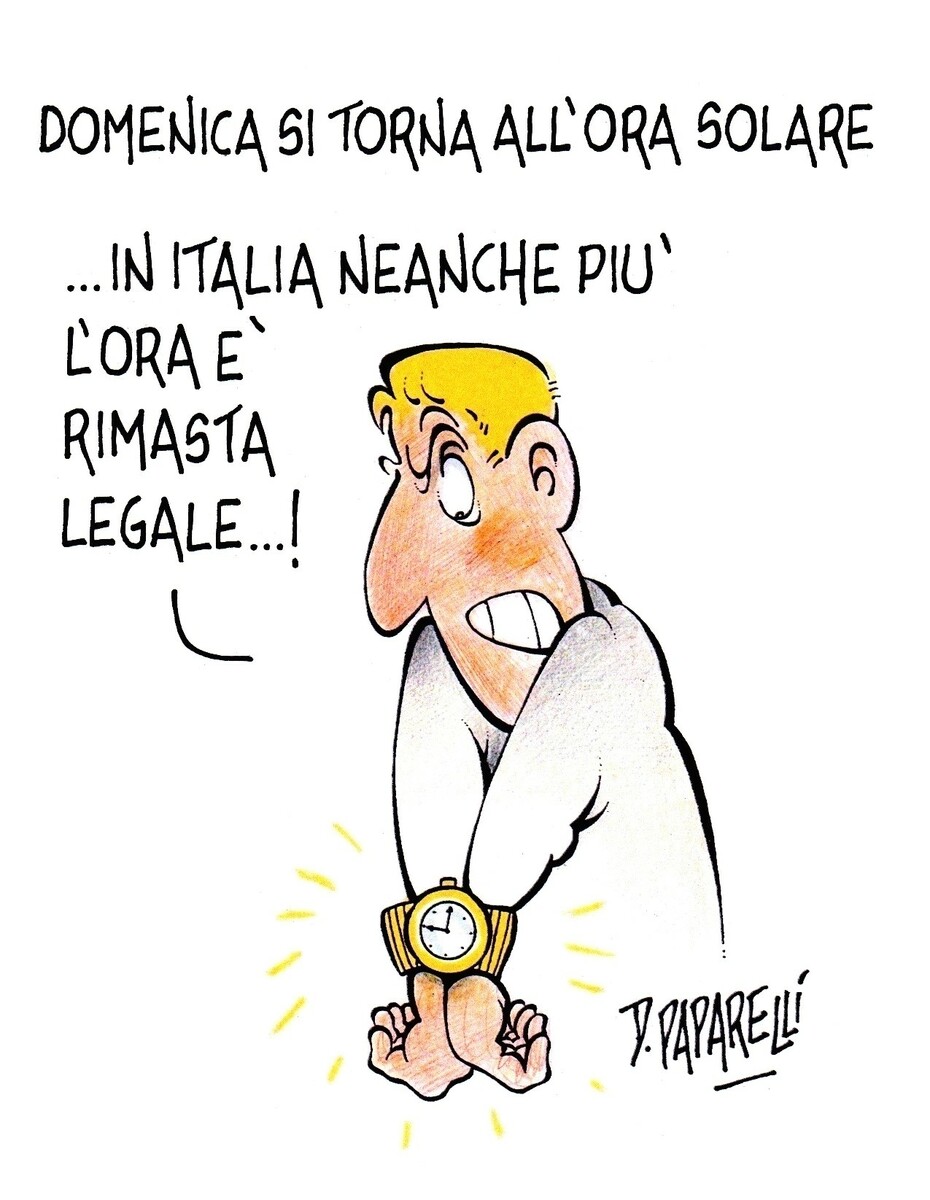 Pronti al cambio dell'ora con la vignetta di Danilo Paparelli