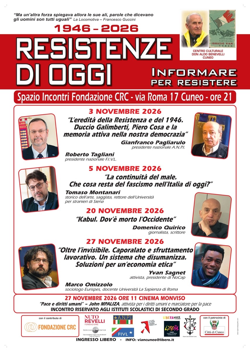 Tornano gli appuntamenti di "Resistenze di Oggi – Informare per Resistere" del centro culturale "don Aldo Benevelli"