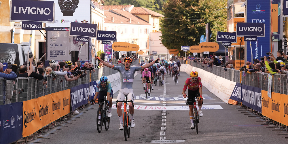 Dorian Godon taglia il traguardo (foto: sito gran piemonte)