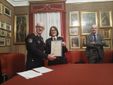 Momenti della conferenza stampa, della consegna dell'onorificenza a Maria Grazia Pallo e della messa del Santo Patrono della Polizia locale