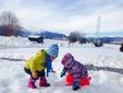 I bambini giocano nella neve