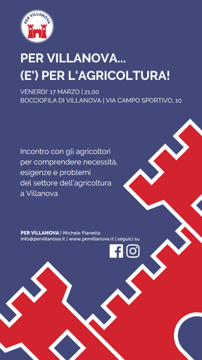 Villanova Mondovì: proseguono gli appuntamenti della lista Pianetta Villanova Mondovì: proseguono gli appuntamenti della lista Pianetta