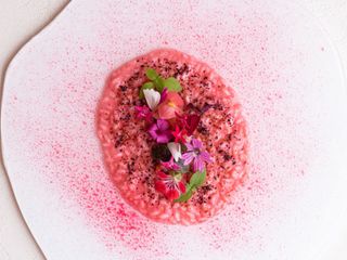 Una creazione di Crippa: "Riso rosa e gamberi"