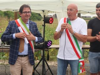 Alcuni momenti della cerimonia tenuta ieri per salutare l'ultimazione del primo lotto dell'opera