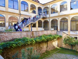 Allievi nella sede storica del Denina Pellico Rivoira in via della Chiesa nel centro storico di Saluzzo- foto Paola Ravazzi
