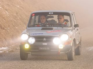 Autobianchi A112 Abarth dei saluzzesi Enrico e Carlo Merenda alla ventisettesima edizione del rally di Montecarlo historique Autobianchi A112 Abarth dei saluzzesi Enrico e Carlo Merenda alla ventisettesima edizione del rally di Montecarlo historique