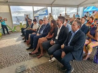 Presenti in prima fila all'inaugurazione del Cuneo Bike Festival assessori e sindaci