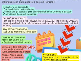 Locandina per il voucher Estate Ragazzi 2026 Locandina per il voucher Estate Ragazzi 2026