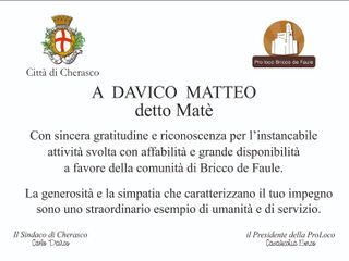 Il messaggio di ringraziamento sulla targa Il messaggio di ringraziamento sulla targa