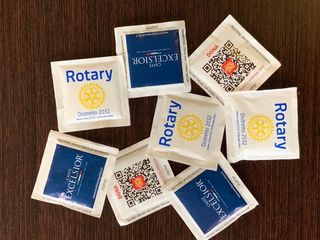 il retro della bustina zucchero Rotary con QR Code