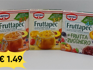 Fruttapec Cameo Assortito: Disponibile nelle varianti 2:1, 3:1 , 4:1. Prepara le tue confetture con facilità! Fruttapec Cameo Assortito: Disponibile nelle varianti 2:1, 3:1 , 4:1. Prepara le tue confetture con facilità!