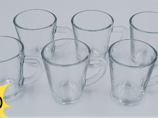 Set 6 tazzine in vetro 70cl: Perfette per il caffè, lavabili in lavastoviglie e resistenti in microonde Set 6 tazzine in vetro 70cl: Perfette per il caffè, lavabili in lavastoviglie e resistenti in microonde