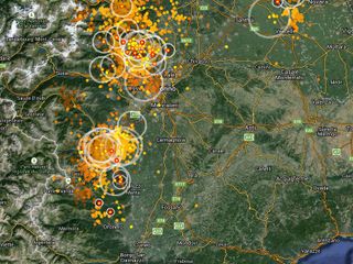 Mappa dei fulmini aggiornato alle ore 11,45
