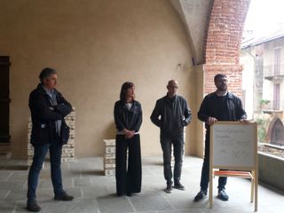 La presentazione del progetto con Michele Fino, Francesca Chiara, Massimiliano Flora e il sindaco Mauro Calderoni