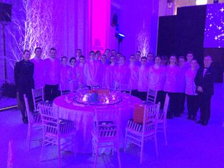 Allievi dell'alberghiero e il docente Mauro Prato alla serata Juventus