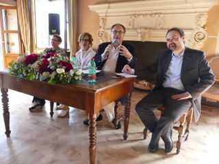 Relatori del convegno al Castello della Manta Relatori del convegno al Castello della Manta