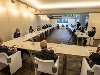 Un momento dell'assemblea tenuta oggi a Palazzo Banca d'Alba