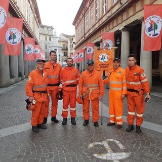 Volontari della squadra di Rifreddo al recente raduno regionale del Corpo AIB Piemonte ad Acqui Terme