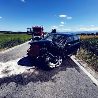 Una delle vetture coinvolte nell'incidente
