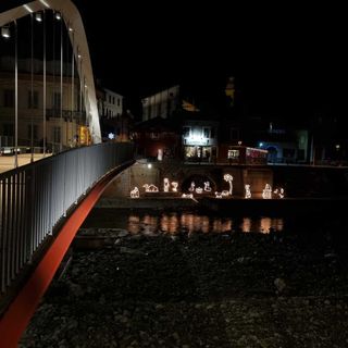 Il presepe con il nuovo ponte Odasso