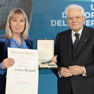 Cristina Bernardi col Presidente Sergio Mattarella