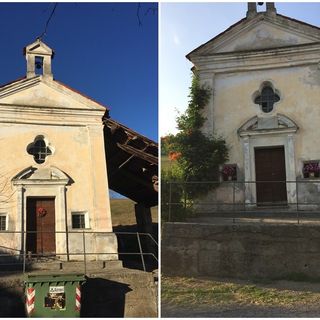 Briaglia: la cappella con e senza bidone dei rifiuti