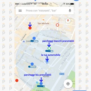 La schermata dove sarà possibile individuare i parcheggi liberi
