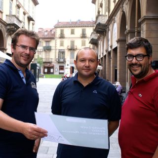 Da sinistra a destra: Gianfranco Sorasio (Presidente eVISO), Mauro Bellino Roci (Amministratore eVISO), Mauro Calderoni (Assessore Governo del Territorio)