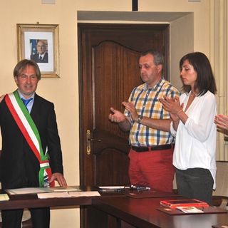 Il momento del giuramento di Emidio Meirone