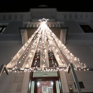 L'albero di Natale allestito di fronte all'ingresso della casa di riposo di Sanfront