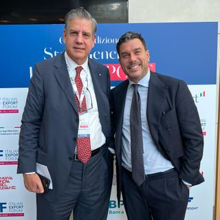 Stefano Pontecorvo, Presidente Leonardo S.p.A e Vicepresidente del Forum Italiano dell’Export (a sinistra) e Lorenzo Zurino (Presidente Forum Italiano dell’Export)