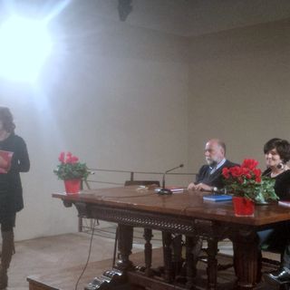 Saluzzo, antico palazzo comunale: l'assessore Attilia Gullino, Alberto Gedda, Adonella Firito, Petra Senesi