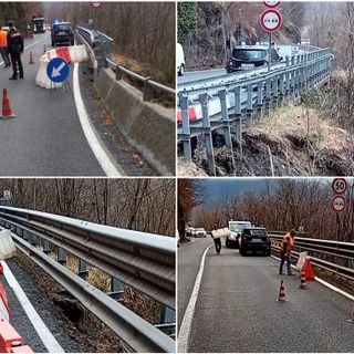 Statale 28 del Col di Nava interessata da una frana all’altezza di Case Rosse (foto)