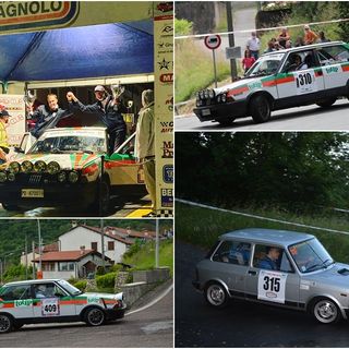 La vittoria di Merenda e Gandino al Campagnolo, La Ritmo con pilota e navigatore al Rally Lana e nella foto in basso: Carlo ed Enrico Merenda