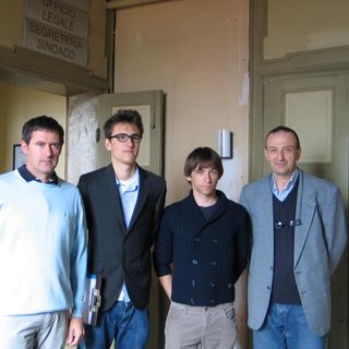 Il professor Tardivo, Emanuele Barra, Marco Poliseno e il preside del Denina Antonio Colombero