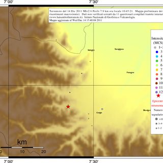 La mappa della scossa che ha interessato la Valle Grana questa mattina