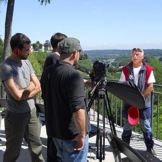 Un momento delle riprese delle clip “Corti lungo lo Stura”