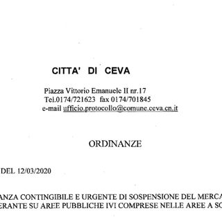 Emergenza Coronavirus: Ceva sospende i mercati settimanali del 14 e 21 marzo Emergenza Coronavirus: Ceva sospende i mercati settimanali del 14 e 21 marzo