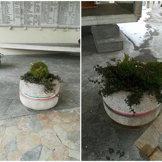 Vandalizzate le fioriere davanti al sacrario ai caduti di Boves. Il sindaco: “Danno minimo ma ferisce la cattiveria gratuita”