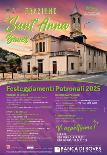 Sant'Anna di Boves in festa dal 25 al 28 luglio