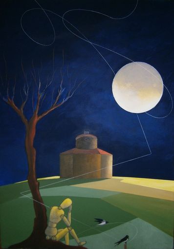 Il pittore Franco Gotta dona al Comune di Bra la sua opera intitolata “La Zizzola con la luna”