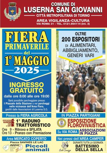 Luserna San Giovanni si riempie di banchi, fiori, trattori e piccoli animali per la Fiera del 1° Maggio