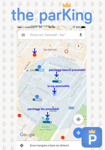 La schermata dove sarà possibile individuare i parcheggi liberi
