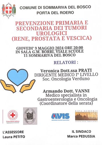 Prevenzione primaria e secondaria dei tumori urologici: un evento a Sommariva del Bosco Prevenzione primaria e secondaria dei tumori urologici: un evento a Sommariva del Bosco