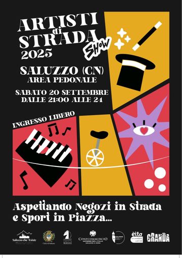 L alocandina di Artisti di strada show, a Saluzzo sabato 20