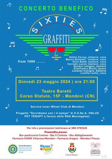 Domani a Mondovì il concerto benefico promosso dall'International Inner Wheel sulle note dei Sixties Graffiti